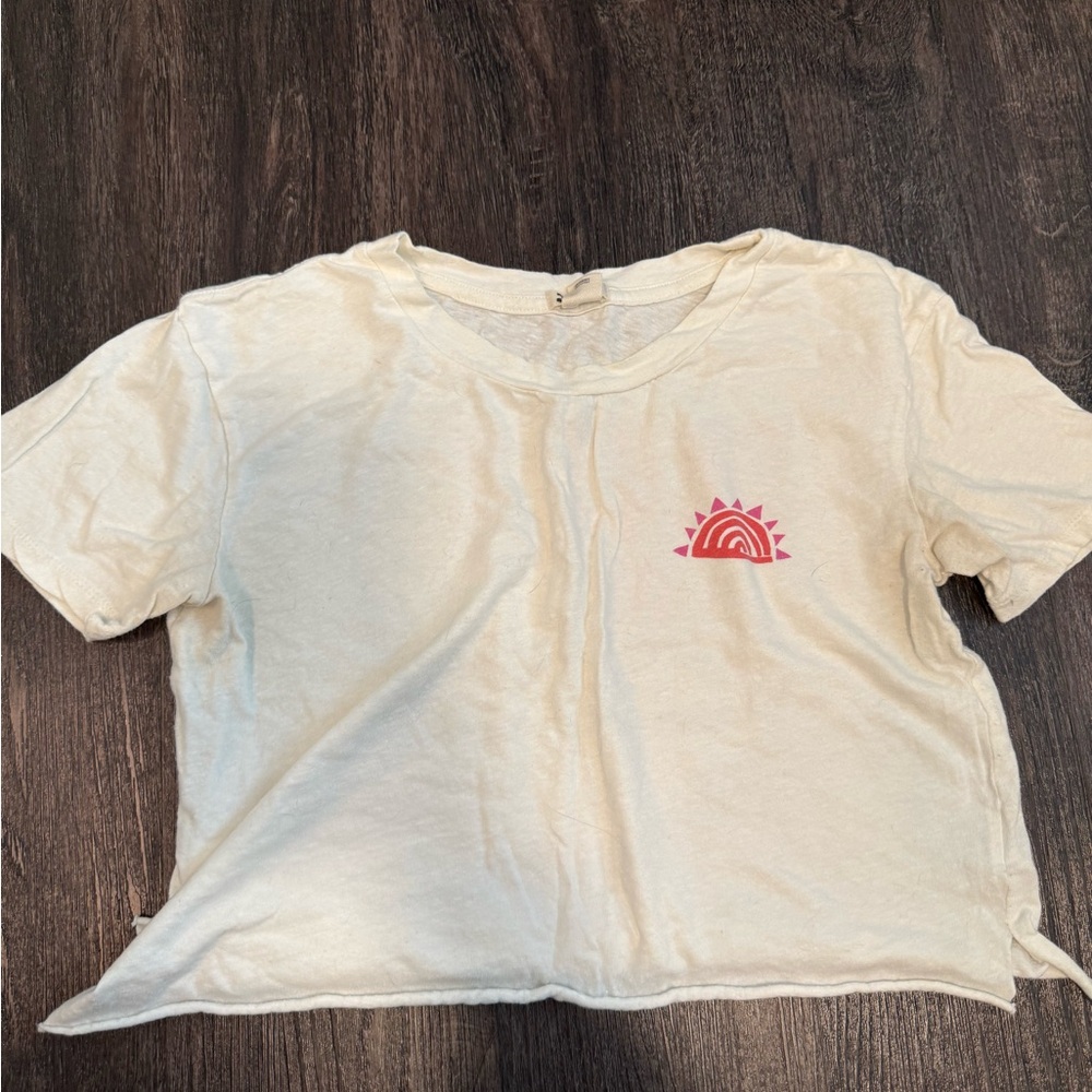 Billabong Cream Crop Top with Pink Sun Design